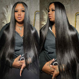 Wig rambut India mentah lurus tulang panjang 40 inci 13x6 HD tanpa lem penuh untuk renda Frontal 100% tanpa proses Vendor rambut manusia - Product Image 5