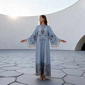 Robe Abaya de Soirée Élégante en Polyester Imprimé de Haute Qualité pour Femmes Musulmanes Fournisseur en Gros Personnalisé - Product Image 1