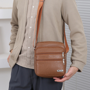 Mala de Laptop <span class=keywords><strong>Vintage</strong></span> Nova para Homens em Couro PU Fashionável Portátil Impermeável Bolsa Transversal com Fecho de Zíper para Negócios - Product Image 5