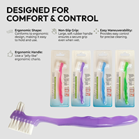Grossiste Brosse à Dentier Double Tête Poils Souples Nylon Manche Ergonomique Gel Nettoyant pour Fausses Dents