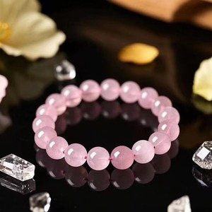 Wholesale Natural Pink Round Pink Crystal Round Bead Handmade <b>Bracelet</b> for Women <b>Healing</b> Love Stone Jewelry Gift - Product Image 2