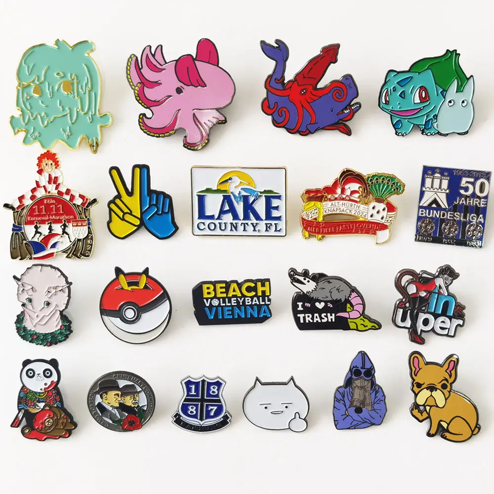 Bulk Wholesale custom design metal cute cartoon character collar lapel pin badge custom soft hard anime enamel pins