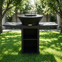 Barbecue extérieur au feu ouvert de style moderne, facile à assembler, avec grille de cuisson au bois
