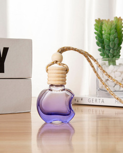 Chai nước hoa ô tô thủy tinh hình quả táo 10ml, nhiều màu sắc, dạng gradient, trống, kèm nắp gỗ treo - Product Image 5