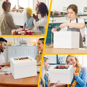 Boîte à gâteau multi-tailles en papier avec fenêtre, conteneur jetable pour pâtisserie, boîte de transport avec couvercle pour mariage et anniversaire - Product Image 4