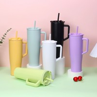 Gobelet à café isotherme portable de 40 oz en acier inoxydable à double paroi, sans BPA, avec brosse de nettoyage pour le camping et le bureau