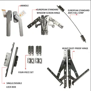 Casement window hardware system handle door and window hardware and window screen integrated system