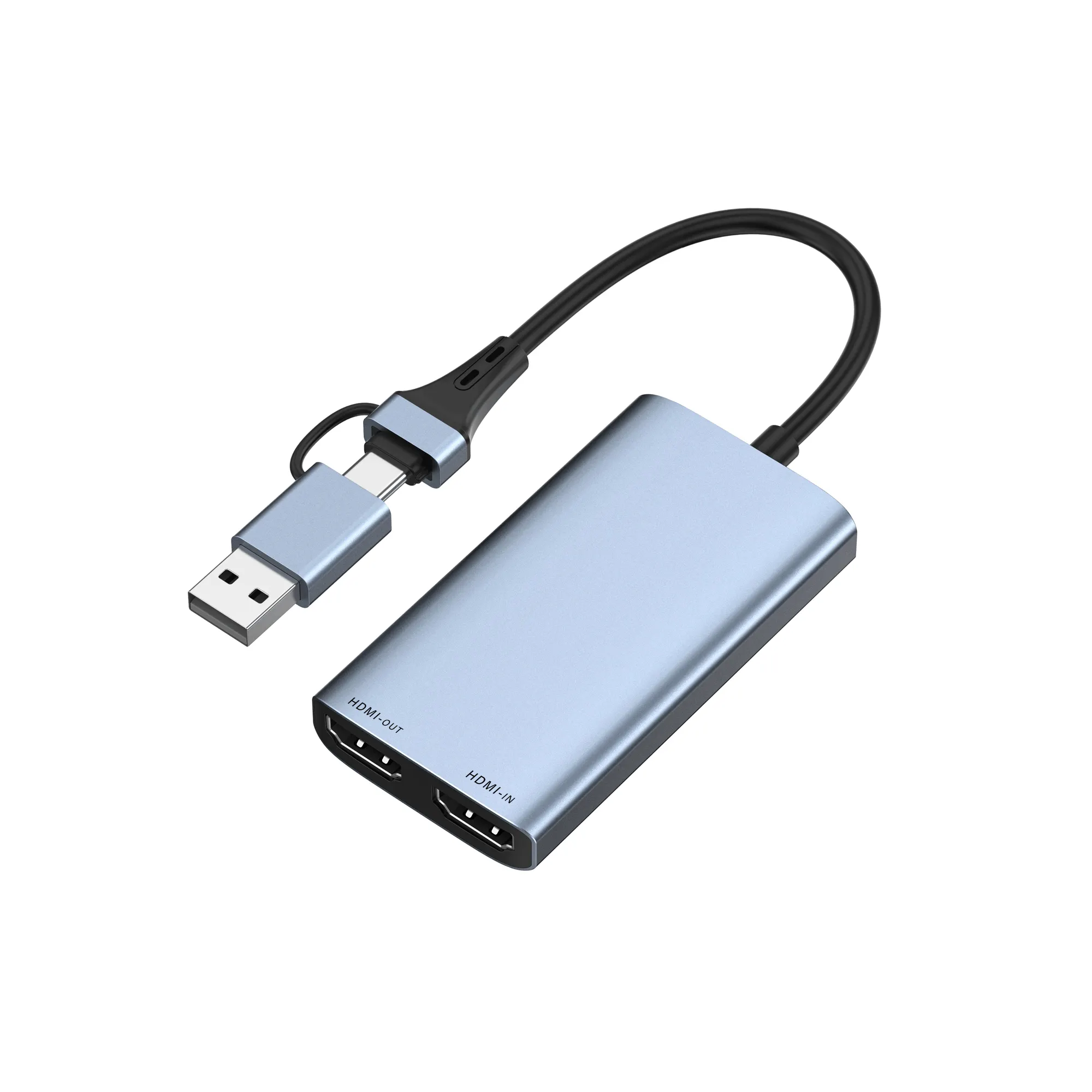 Mirascreen Kartu Penangkap Video HD 1080P/4K, HDMI Ke USB C 3.0 2 In 1 untuk PC TV Ponsel Kamera Laptop Streaming Langsung Game