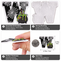 Parche Termoadhesivo Bordado Personalizado con Letra W, Diseño de Telaraña de Halloween, Insignia con Logotipo para Ropa Urbana, Chaquetas y Prendas