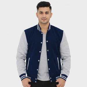 Custom Baseball Team Jackets With Pockets Embroidered Patches Jacket Casual Wear Bomber Jackets for <b>Men</b> - Product Image 1