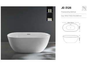 모던 럭셔리 독립형 화이트 아크릴 친환경 타원형 욕조 성인용 실내 욕실 아파트용 배수구 포함 - Product Image 2