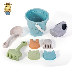 Ensemble de jouets de plage et d'eau en paille de blé pour enfants, 8 pièces, seau, pelle et moules - Product Image 1