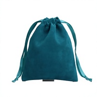 Sacs cadeaux en velours vert forêt recyclables avec cordon de serrage, impression brodée, pochettes élégantes pour bijoux pour mariages et Noël