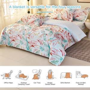 HONI OEM/ODM Ensemble de couette moderne en microfibre respirante 80GSM imprimé feuilles de <span class=keywords><strong>palmier</strong></span> <span class=keywords><strong>aquarelle</strong></span> vives certifié OEKO-TEX HN-QS-09 7257 - Product Image 3