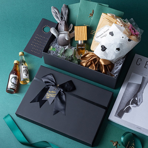 Luxury Black Magnetic Flip Art Paper <strong>Gift</strong> Box Embossing Vanishing Printing Satin Ribbon Bow for <strong>Wedding</strong> Bridesmaid <strong>Gift</strong> <strong>Hamper</strong> - Product Image 1