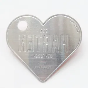 Custom Metal Aluminum Sign Embossed Logo Image Text 3D Heart Shape