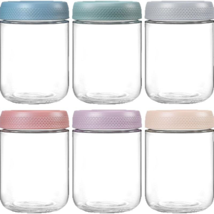 16oz plastik cam kavanozlar bambu kapaklar yüksek Set gecede yulaf yemek hazırlık salata gıda tahıl aperatifler puding yoğurt depolama kavanoz - Product Image 1