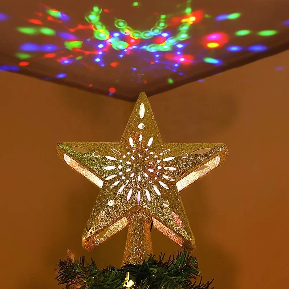 Ourwarm Atacado Enfeites de Decoração Levou Estrela Da Árvore de Natal Topper