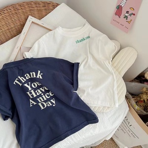 T-shirt ample pour enfants en coton 100% avec imprimé lettres, nouvelle collection été 2022 - Product Image 2