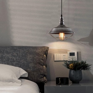 Lámpara de araña industrial retro Otmilance, lámpara de techo colgante de metal, iluminación de granja, lámpara de isla de <span class=keywords><strong>cocina</strong></span>, Plata-Negro - Product Image 4