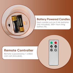 Bougie LED sans flamme rechargeable avec télécommande, mèche 3D en verre, avec câble de charge pour la décoration de Noël à la maison - Product Image 2
