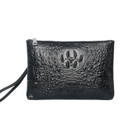 Pochette Homme en Cuir Véritable Gaufré Alligator avec Logo Personnalisé, Fermeture Éclair, Portefeuille d'Affaires, Fabricant OEM
