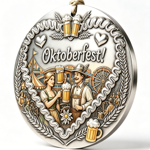 Badge circulaire en alliage de zinc plaqué argent pour l'Oktoberfest avec motif en relief, décoration traditionnelle pour les fêtes, cadeau - Product Image 5
