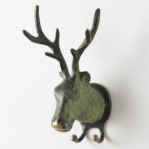 AK Brass Deer Shape Wall <b>Hook</b> Stainless Steel Green Finished <b>Decorative</b> <b>Coat</b> <b>Hook</b> Double Wall Hanger Clothes Hanger Towel <b>Hook</b> - Product Image 1
