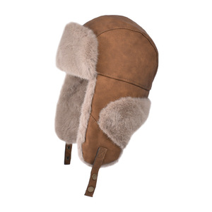 Chapeau de trappeur surdimensionné doublé de fausse fourrure avec logo personnalisé, casquette unisexe en daim à rabats pour les oreilles, casquette d'hiver coupe-vent pour l'extérieur - Product Image 4