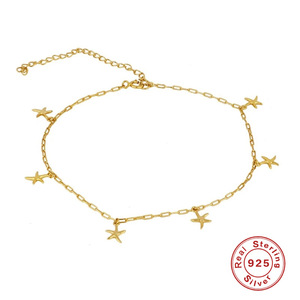 S925 Sterling Silber Kleiner Seestern Mehrschichtiges Fußkettchen Japanischer Koreanischer Stil Damen Neptun Fußkettchen Accessoires - Product Image 1