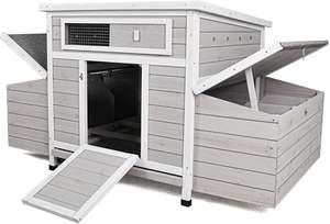 Poulailler extérieur, grand poulailler avec 6 nichoirs, cage à volailles résistante aux intempéries, plateau amovible pour ferme, jardin - Product Image 2