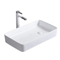 Lavabo de comptoir en céramique blanche de style nordique moderne haut de gamme avec une capacité de 12 L pour salle de bain