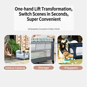 Corralito Portátil para Bebé con Cambiador Desmontable, <span class=keywords><strong>Cuna</strong></span> de Viaje Plegable con Ruedas, <span class=keywords><strong>Cuna</strong></span>, Cesta para Bebé, <span class=keywords><strong>Cuna</strong></span> Portátil - Product Image 4