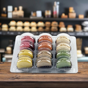 12-lỗ <span class=keywords><strong>Macaron</strong></span> nhựa vỉ khay container tái chế vật liệu vật nuôi trong suốt cấp thực phẩm tùy chỉnh bánh sandwich Sushi Pizza - Product Image 1