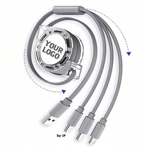 Câble de charge rapide USB rétractable 3-en-1 personnalisé avec logo imprimé, 1M, pour téléphone, vente en gros, promotionnel - Product Image 5
