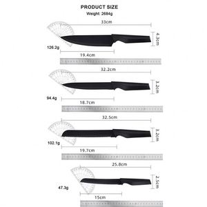 14-Piece S3CR13 Carbon Stainless Steel <b>Sharp</b> Kitchen <b>Knife</b> <b>Set</b> PP Handle Fruit Meat Cutting <b>Knives</b> Kit With Black Wooden Block - Product Image 2