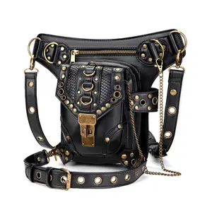 Steampunk Túi Retro Rock Gothic Eo Túi gói phong cách cho phụ nữ Goth Vai Ví cho nam giới chân đùi Messenger Crossbody Ví