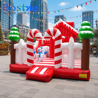 Château gonflable extérieur BOSTYLE sur le thème de Noël, en PVC, maison de saut, décoration de Noël, bonhomme de neige, location pour événements commerciaux