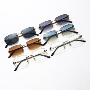 Custom Logo 2026 Fashion Cutting Lens Gradient <b>Shades</b> Glasses UV400 Rimless Square Sunglasses for Men Women - Product Image 4