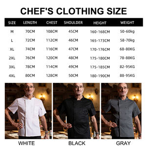 High-end Chef Clothing Custom Double-breasted Gray Short-sleeved Chef Uniform Printed Embroidery Logo Hotel Work Uniform - Product Image 5