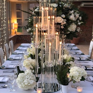 Vente flash, pas cher, grand candélabre <span class=keywords><strong>de</strong></span> mariage <span class=keywords><strong>en</strong></span> cristal à 10 bras avec tube <span class=keywords><strong>en</strong></span> <span class=keywords><strong>verre</strong></span> pour la décoration - Product Image 1