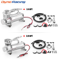 Kit Pompe de Compresseur Suspension Pneumatique Universel 1/4NPT ou 3/8NPT Chrome 200PSI 480C 12V Accessoires Automobile BX102151-SL