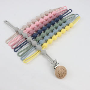 Nuovo Design forma rotonda stella luna sole bambino pinza ciuccio BPA-Free in Silicone porta manichino con morbido legno catenina succhietto - Product Image 2