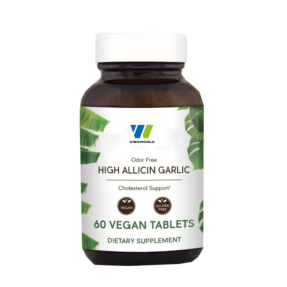 High Allicin Garlic Supplement for Blood Pressure and Cholesterol Support Vegan Garlic Tablets Pills
