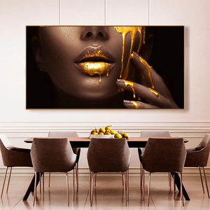 Quadro Moderno in Tela con Stampa Personalizzata ad Acquerello, Ritratto Decorativo di Donna Africana Nera con Labbra Sensuali - Product Image 4