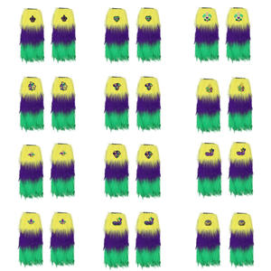 Chauffe-jambes en <span class=keywords><strong>fausse</strong></span> <span class=keywords><strong>fourrure</strong></span> HLC pour le Mardi Gras, or, violet, vert, avec motif fleur de lys, chauffe-pieds en <span class=keywords><strong>fausse</strong></span> <span class=keywords><strong>fourrure</strong></span>, chaussettes courtes pour enfants, anneaux de jambe - Product Image 6