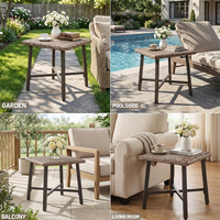 Table d'appoint moderne en rotin pour extérieur, table d'appoint en osier avec pieds en métal, table basse pour patio, jardin, balcon