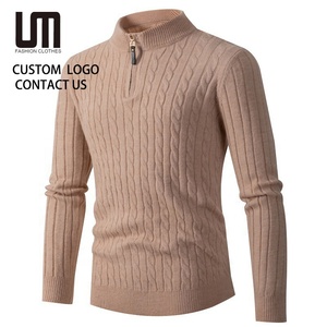 Suéter de punto con cremallera de <span class=keywords><strong>cuello</strong></span> medio <span class=keywords><strong>alto</strong></span> para <span class=keywords><strong>hombre</strong></span>, ajustado, de <span class=keywords><strong>manga</strong></span> <span class=keywords><strong>larga</strong></span>, cálido y casual, para otoño e invierno, venta al por mayor OEM - Product Image 1