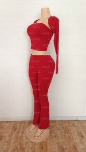 Abiti da Club firmati <span class=keywords><strong>donna</strong></span> personalizzati Streetwear a maniche lunghe <span class=keywords><strong>pantaloni</strong></span> a svasato Top <span class=keywords><strong>pantaloni</strong></span> svasati da casa 2 <span class=keywords><strong>3</strong></span> <span class=keywords><strong>4</strong></span> set da <span class=keywords><strong>donna</strong></span> - Product Image 3