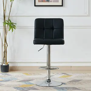 Ev mobilya için yemek için Modern kare plastik Bar taburesi serin deri ayarlanabilir döner sandalye